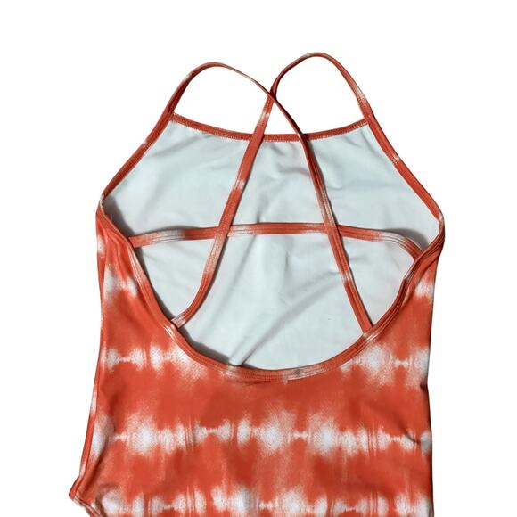 Melrose And Market Tie-Dye One-Piece Swimsuit Soft Orange White Girls 12 NWOT - Picture 5 of 7